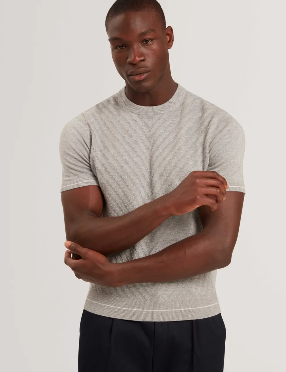 Cotton Rich Knitted T-Shirt with Wool