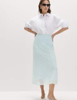Cotton Rich Lace Midi A-Line Skirt