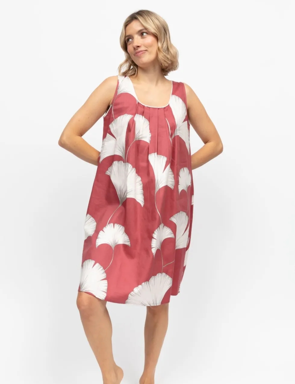 Cotton Rich Leaf Print Short Nightdress
