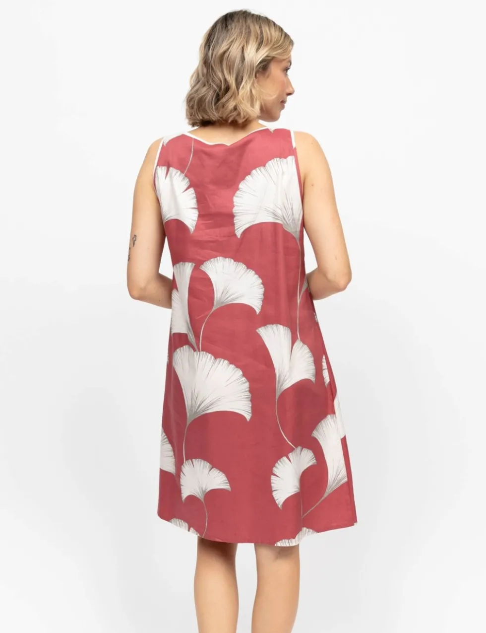 Cotton Rich Leaf Print Short Nightdress
