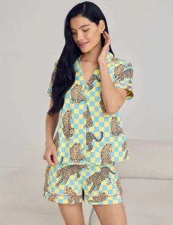 Cotton Rich Leopard Checked Shortie Set