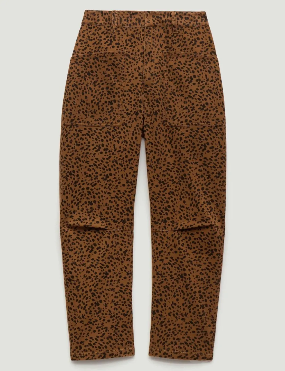 Cotton Rich Leopard Print Barrel Leg Trousers