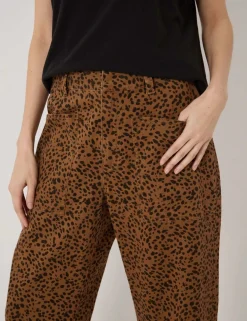 Cotton Rich Leopard Print Barrel Leg Trousers