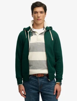 Cotton Rich Logo Embroidery Zip Up Hoodie