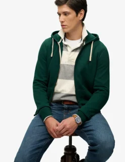 Cotton Rich Logo Embroidery Zip Up Hoodie