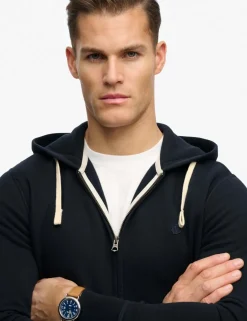 Cotton Rich Logo Embroidery Zip Up Hoodie