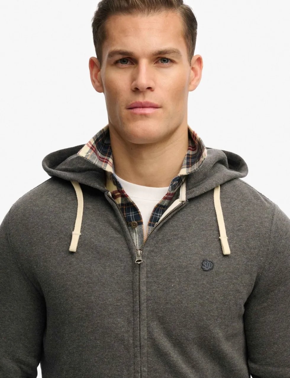 Cotton Rich Logo Embroidery Zip Up Hoodie