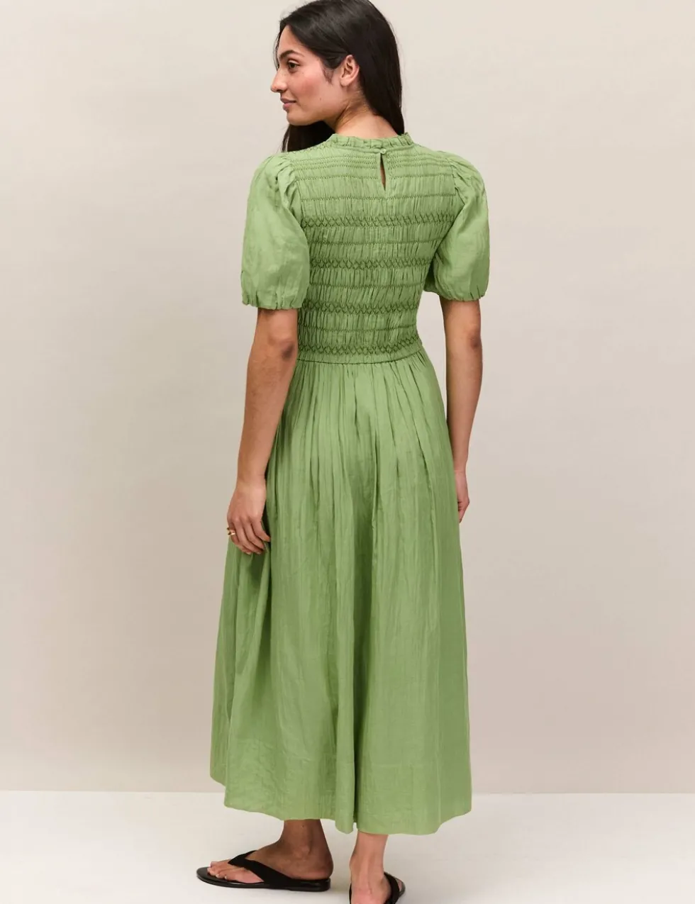 Cotton Rich Midaxi Shirred Dress