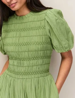 Cotton Rich Midaxi Shirred Dress