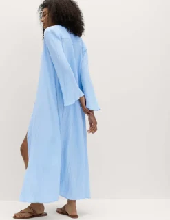 Cotton Rich Midi Shirt Dress with Linen