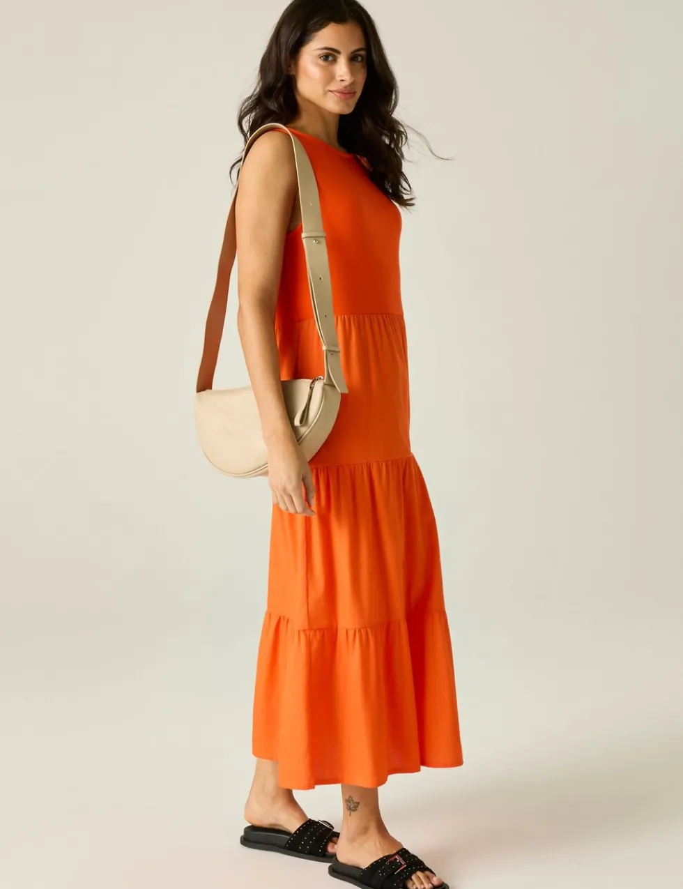 Cotton Rich Midi Tiered Dress