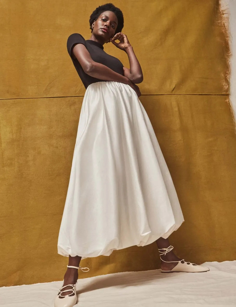 Cotton Rich Midi Waisted Dress