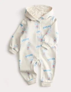 Cotton Rich Milkshake Print Hooded All in One (7lbs-3 Yrs)