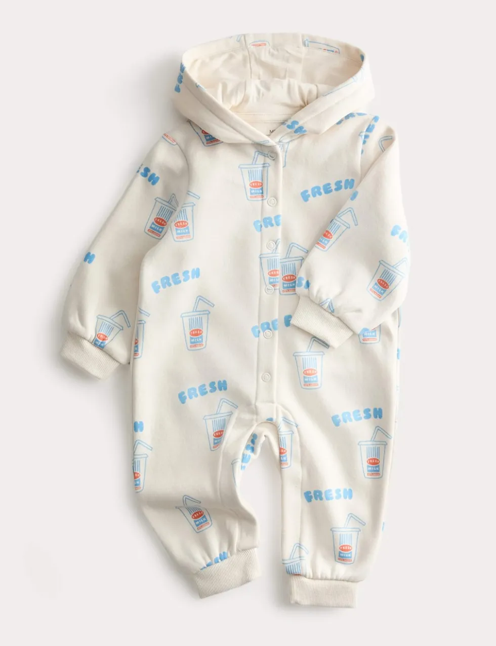 Cotton Rich Milkshake Print Hooded All in One (7lbs-3 Yrs)