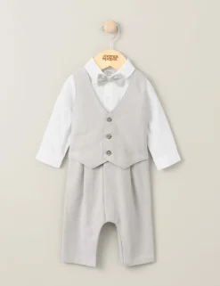 Cotton Rich Mock Waistcoat Romper (7lbs-24 Mths)