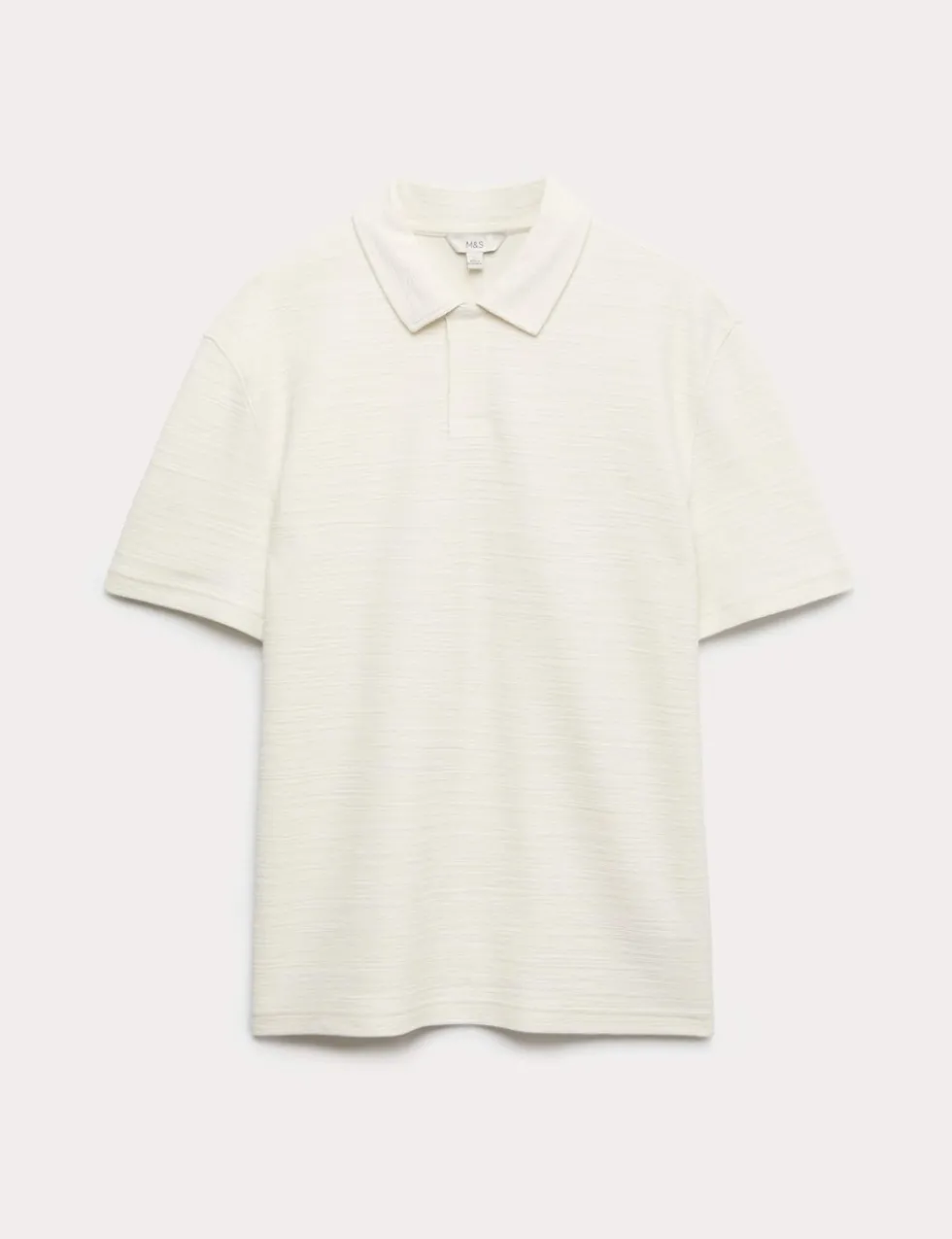 Cotton Rich Notch Neck Boucle Polo Shirt