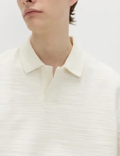 Cotton Rich Notch Neck Boucle Polo Shirt