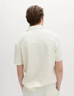 Cotton Rich Notch Neck Boucle Polo Shirt