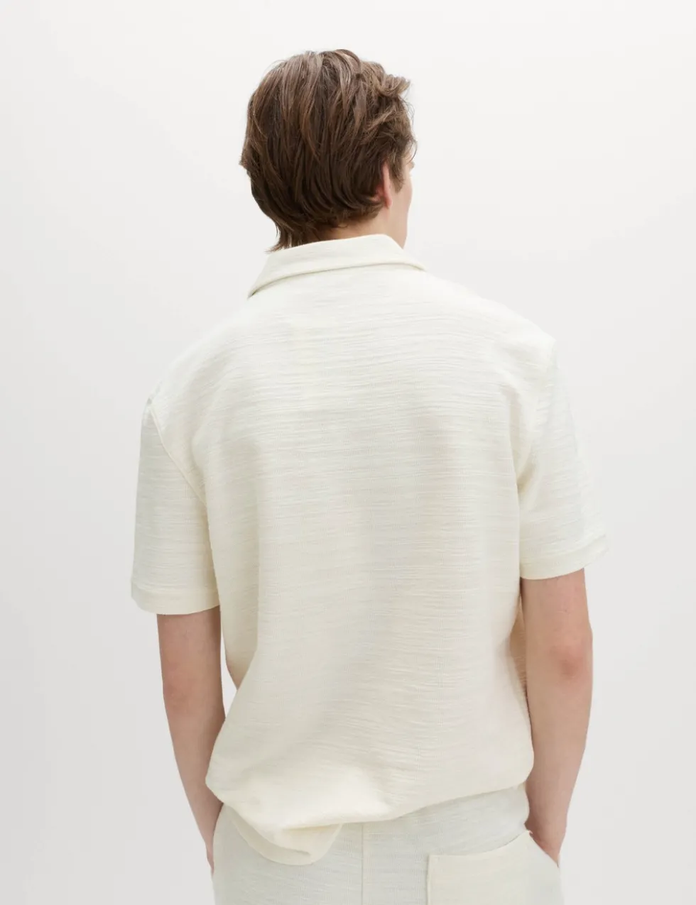Cotton Rich Notch Neck Boucle Polo Shirt