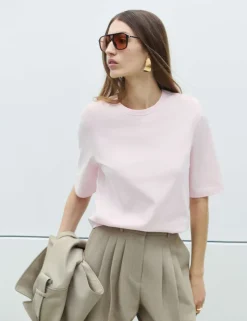 Cotton Rich Padded Shoulder T-Shirt