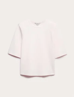 Cotton Rich Padded Shoulder T-Shirt