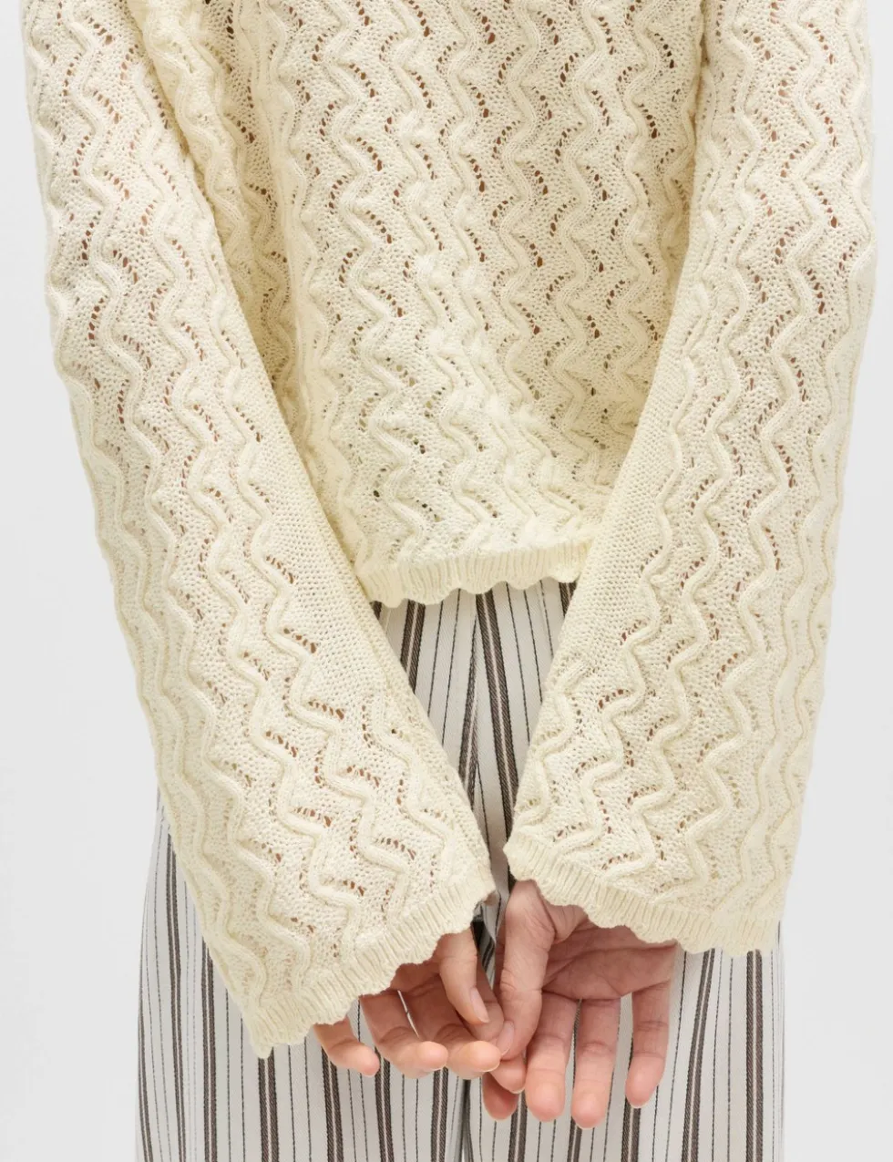 Cotton Rich Pearl Detail Scallop Edge Cardigan