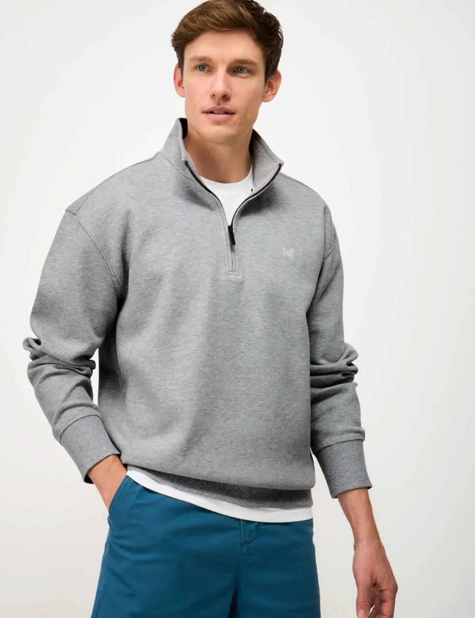 Cotton Rich Pique Half Zip Sweatshirt
