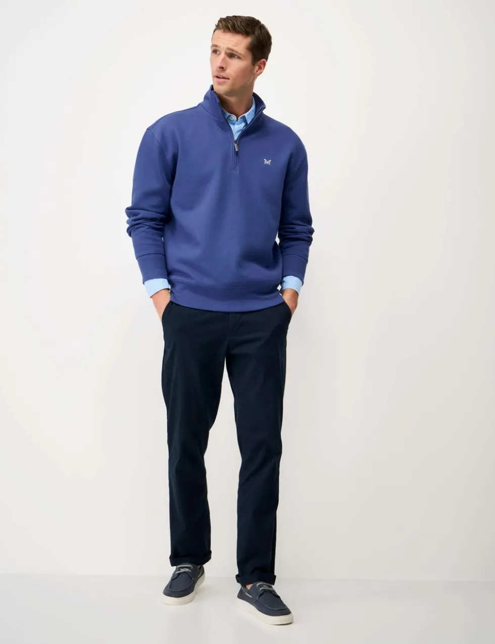 Cotton Rich Pique Half Zip Sweatshirt