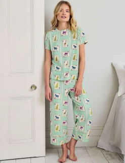 Cotton Rich Playing Card Animals Print Long Pyjama Set