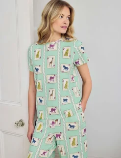 Cotton Rich Playing Card Animals Print Long Pyjama Set