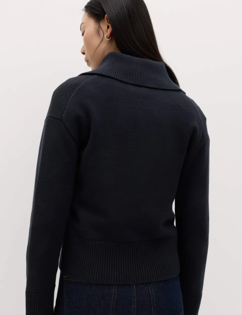 Cotton Rich Pocket Detail Collared Knitted Jacket