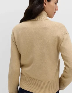 Cotton Rich Pocket Detail Collared Knitted Jacket