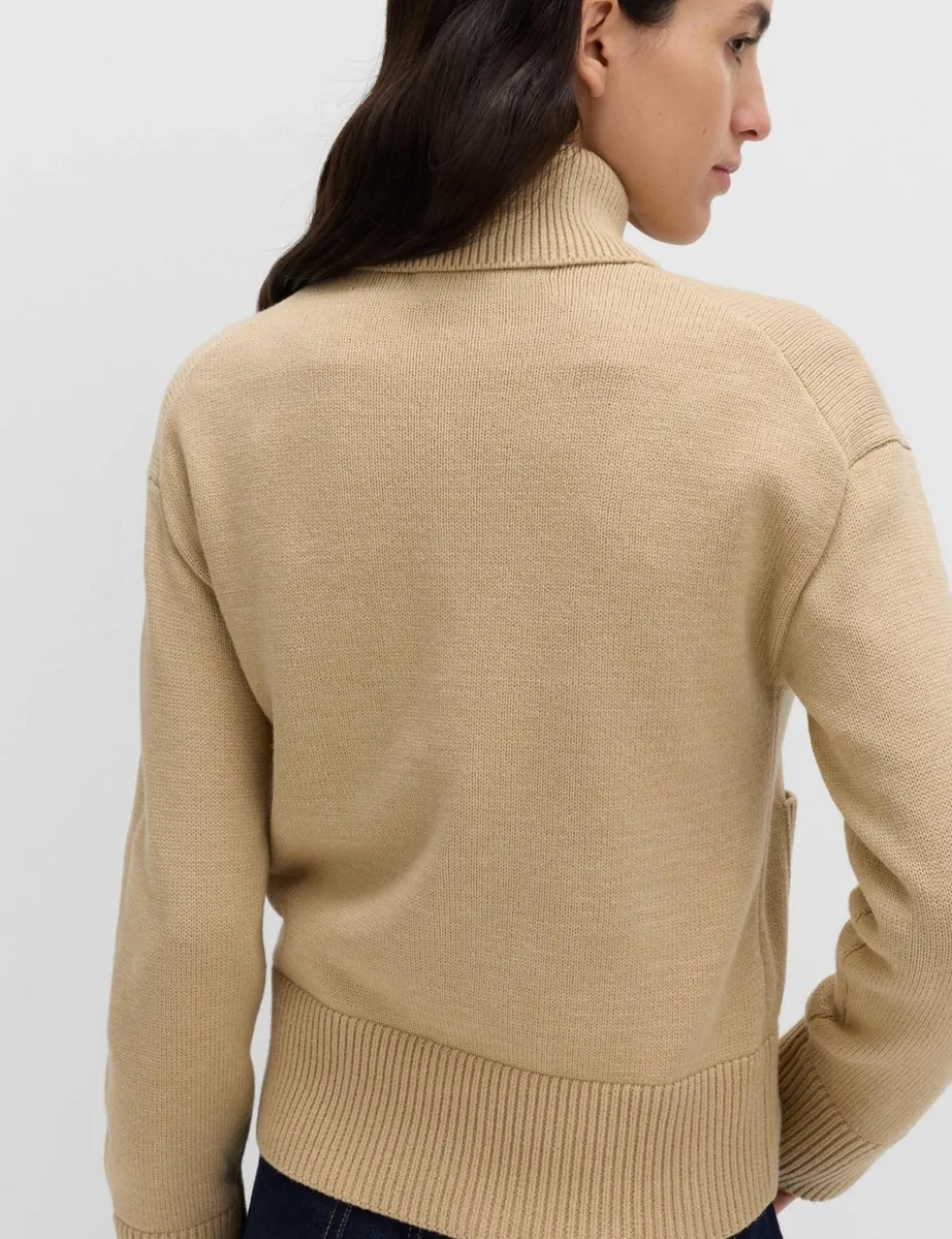 Cotton Rich Pocket Detail Collared Knitted Jacket