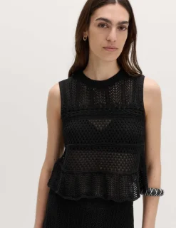 Cotton Rich Pointelle Knitted Vest
