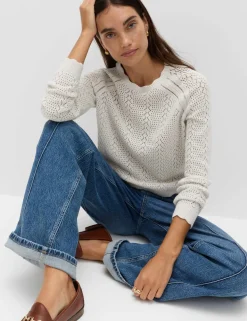 Cotton Rich Pointelle Scallop Edge Jumper