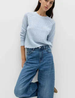Cotton Rich Pointelle Scallop Edge Jumper