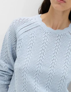 Cotton Rich Pointelle Scallop Edge Jumper