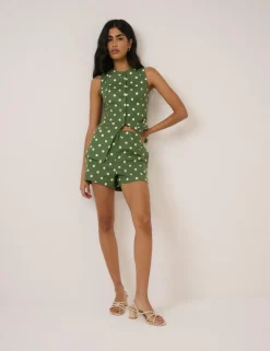 Cotton Rich Polka Dot High Wasited Shorts