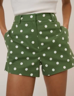 Cotton Rich Polka Dot High Wasited Shorts