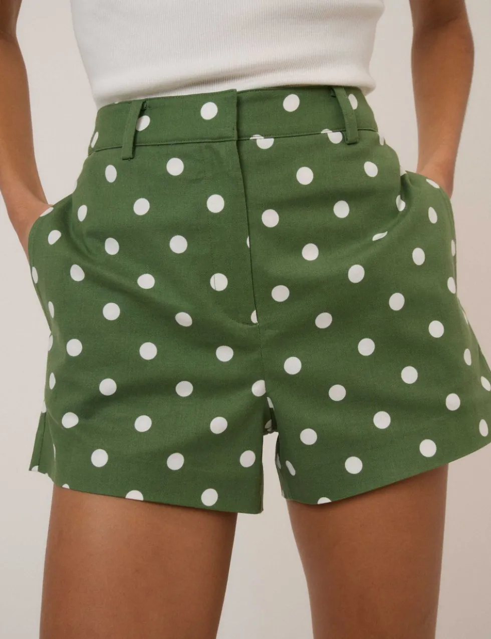 Cotton Rich Polka Dot High Wasited Shorts