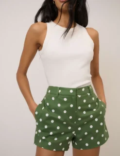 Cotton Rich Polka Dot High Wasited Shorts
