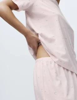 Cotton Rich Printed Cropped Pyjama Set