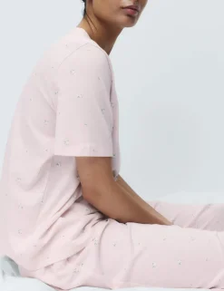 Cotton Rich Printed Cropped Pyjama Set