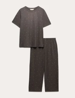 Cotton Rich Printed Cropped Pyjama Set