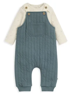 Cotton Rich Quilted Dungarees & Bodysuit Set (0-12 Mths)