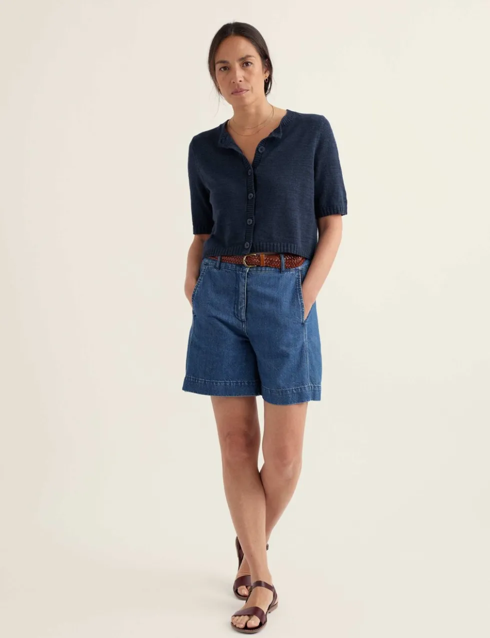 Cotton Rich Relaxed Cardigan with Linen
