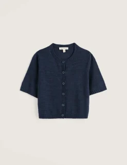 Cotton Rich Relaxed Cardigan with Linen