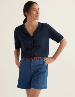 Cotton Rich Relaxed Cardigan with Linen
