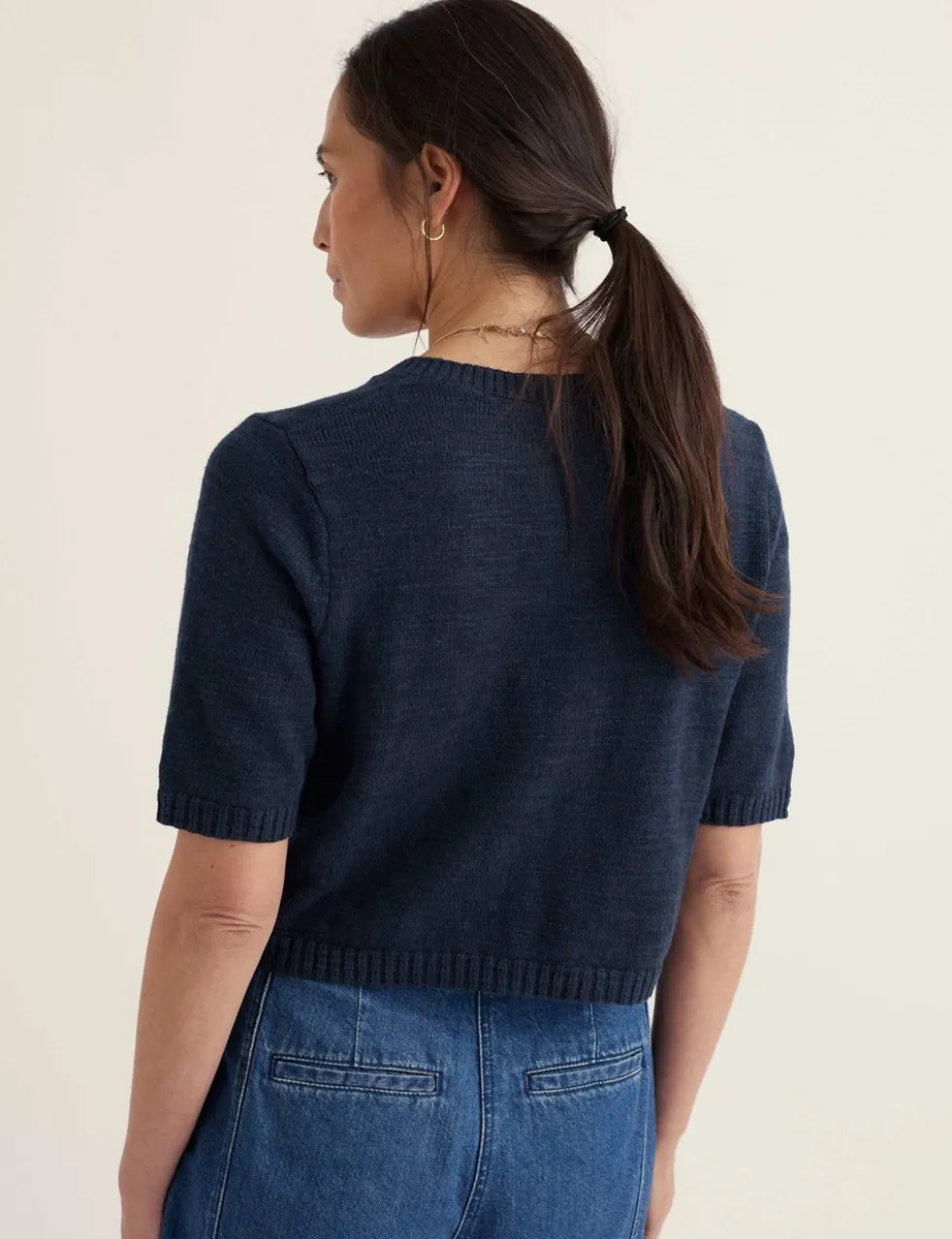 Cotton Rich Relaxed Cardigan with Linen