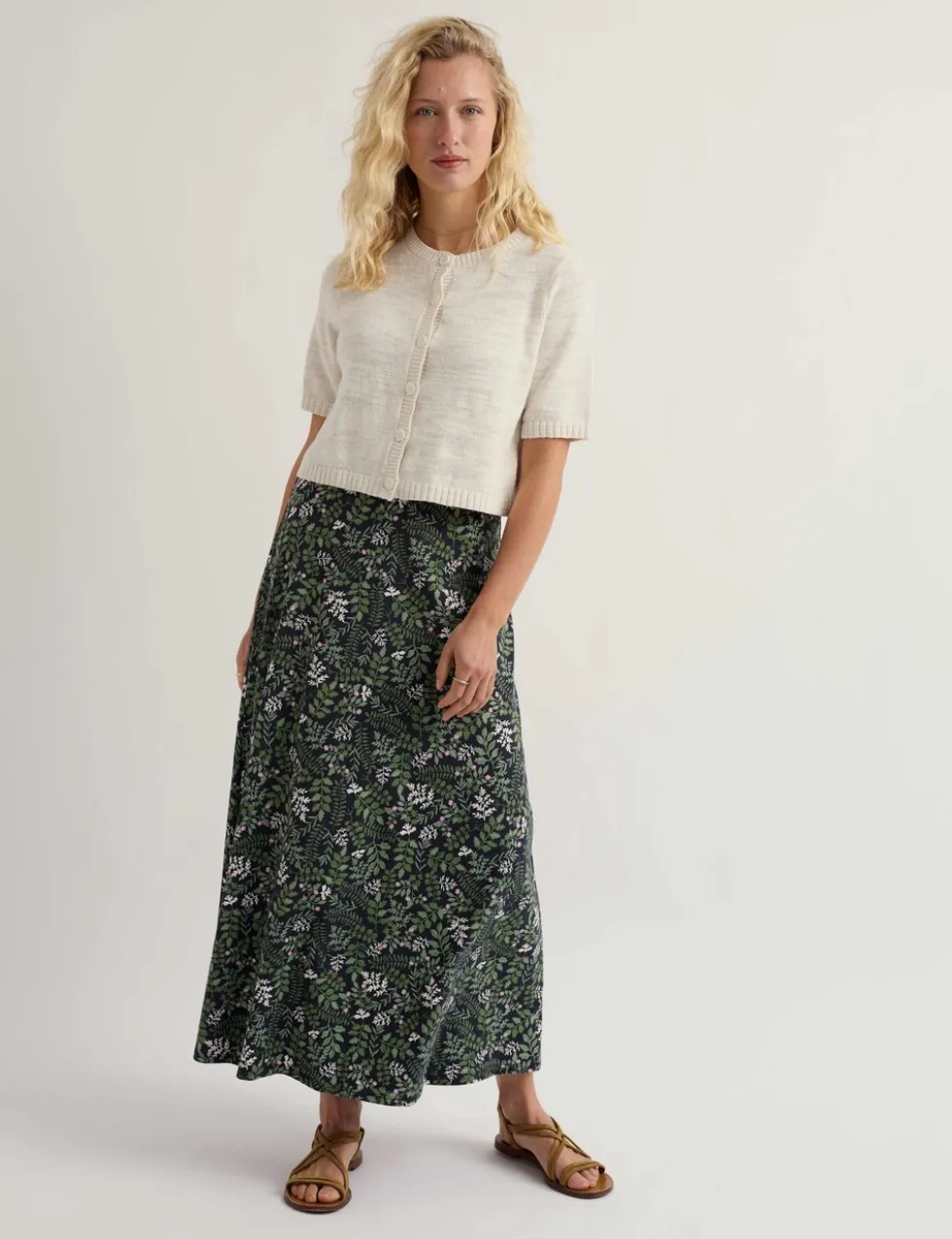 Cotton Rich Relaxed Cardigan with Linen